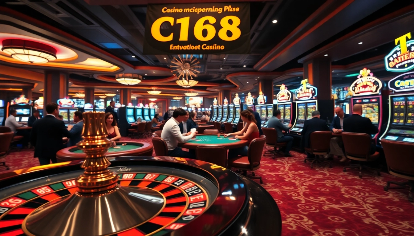 Experience the thrilling C168 Casino night with roulette wheels, vibrant players, and betting excitement.